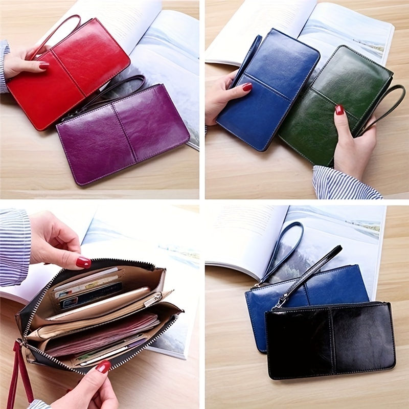 Women's Slim Leather Wallet Long Zipper Clutch Purse Handbag Card Holder  Wallet