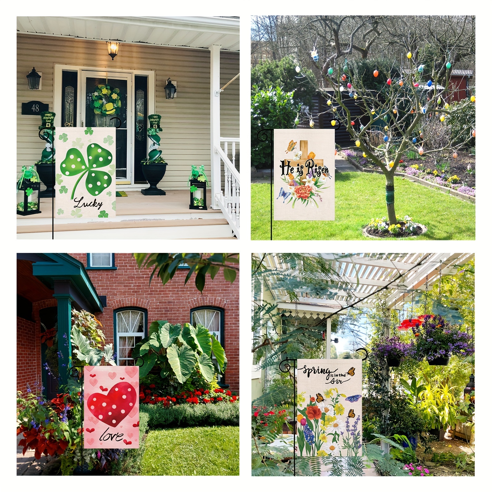  Valentine Day Garden Flag St Patricks Day Garden Flag Easter  Garden Flags 3 Pack Outdoor Decorations for Seasonal Home Yard Spring :  Patio, Lawn & Garden