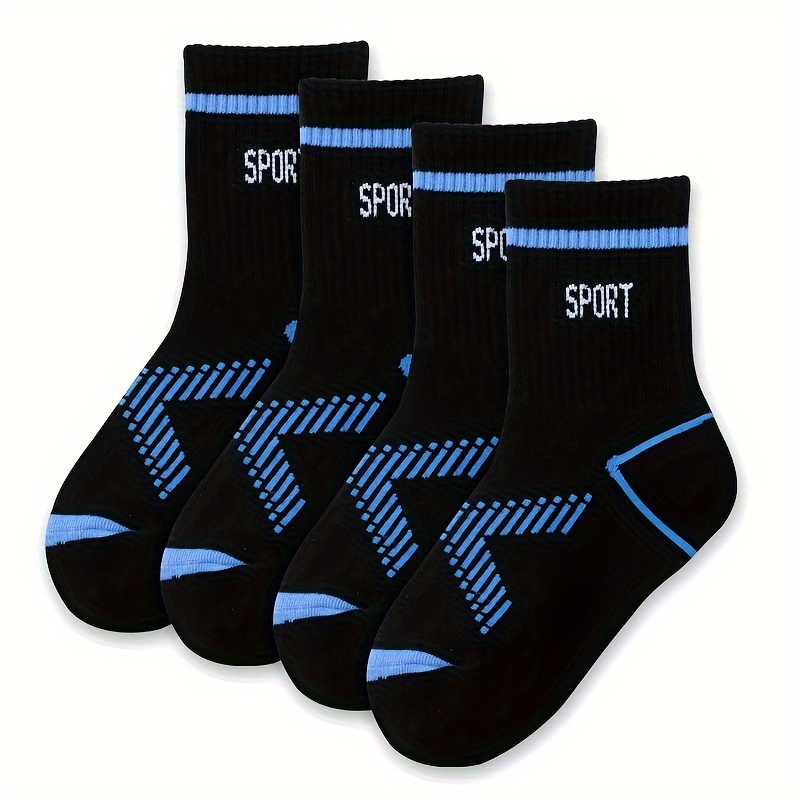 Image of 4 Pairs Of Boys' Sports Socks, Children's Sports Socks, Comfortable And Breathable Sports Socks