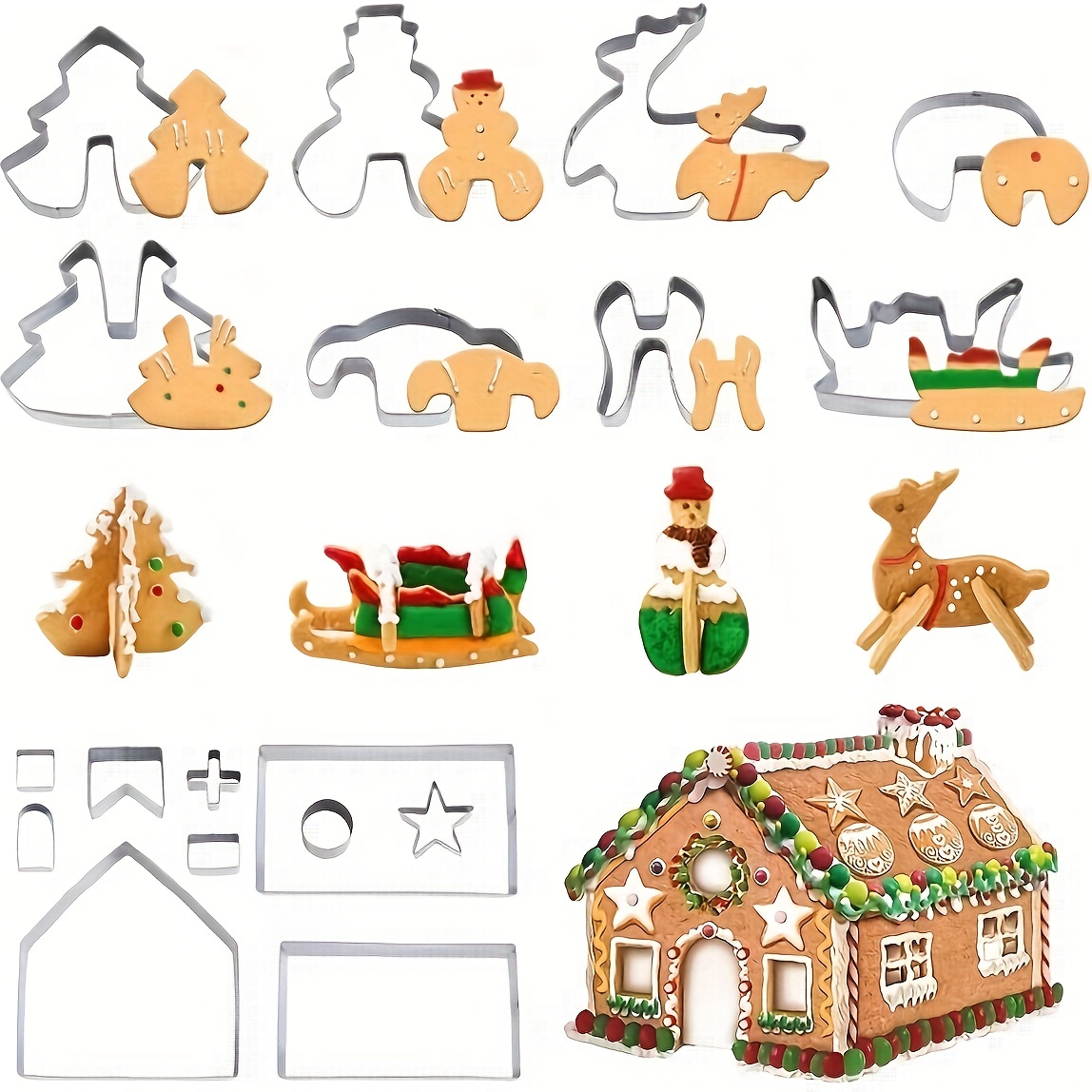 3D Gingerbread Sleigh & Reindeer Cutter Set