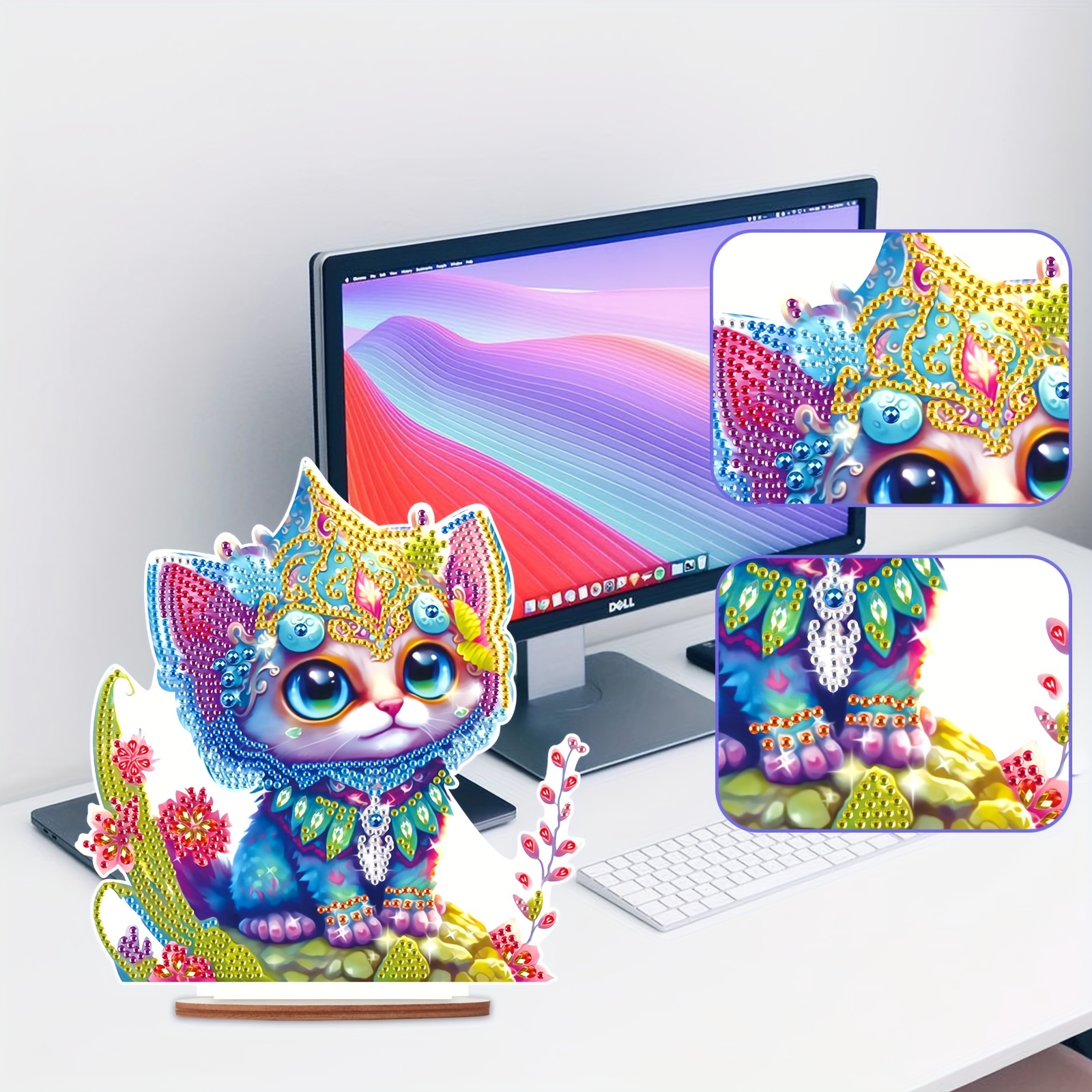 Colorful Cat Diamond Painting Desktop Decoration Ornaments - Temu