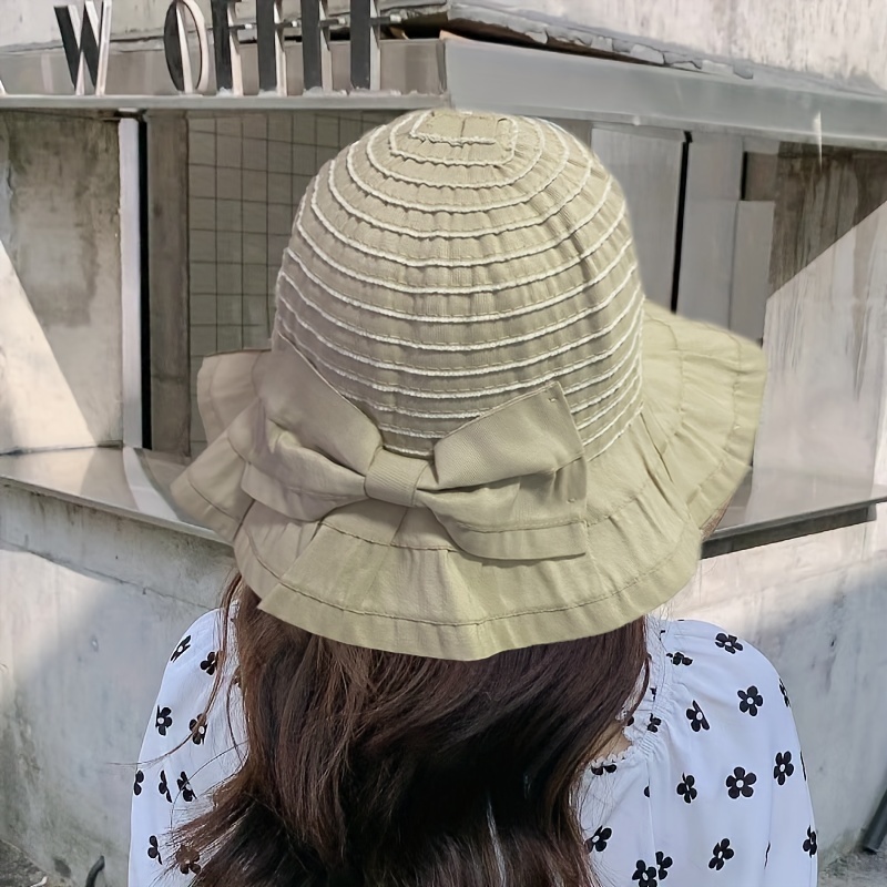 Women's Wide Brim Sun Hat With Bow Decoration Trendy Fashion - Temu