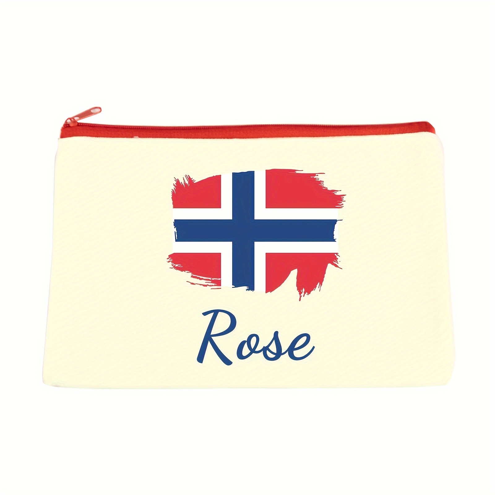 Customized Norwegian Flag Canvas Toiletry Bag Handbag Temu Canada