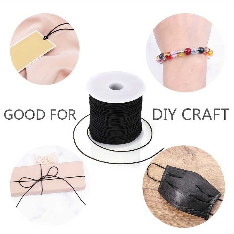 Elastic String for Bracelets Making - Cuttte 2 Rolls 1.2MM Black