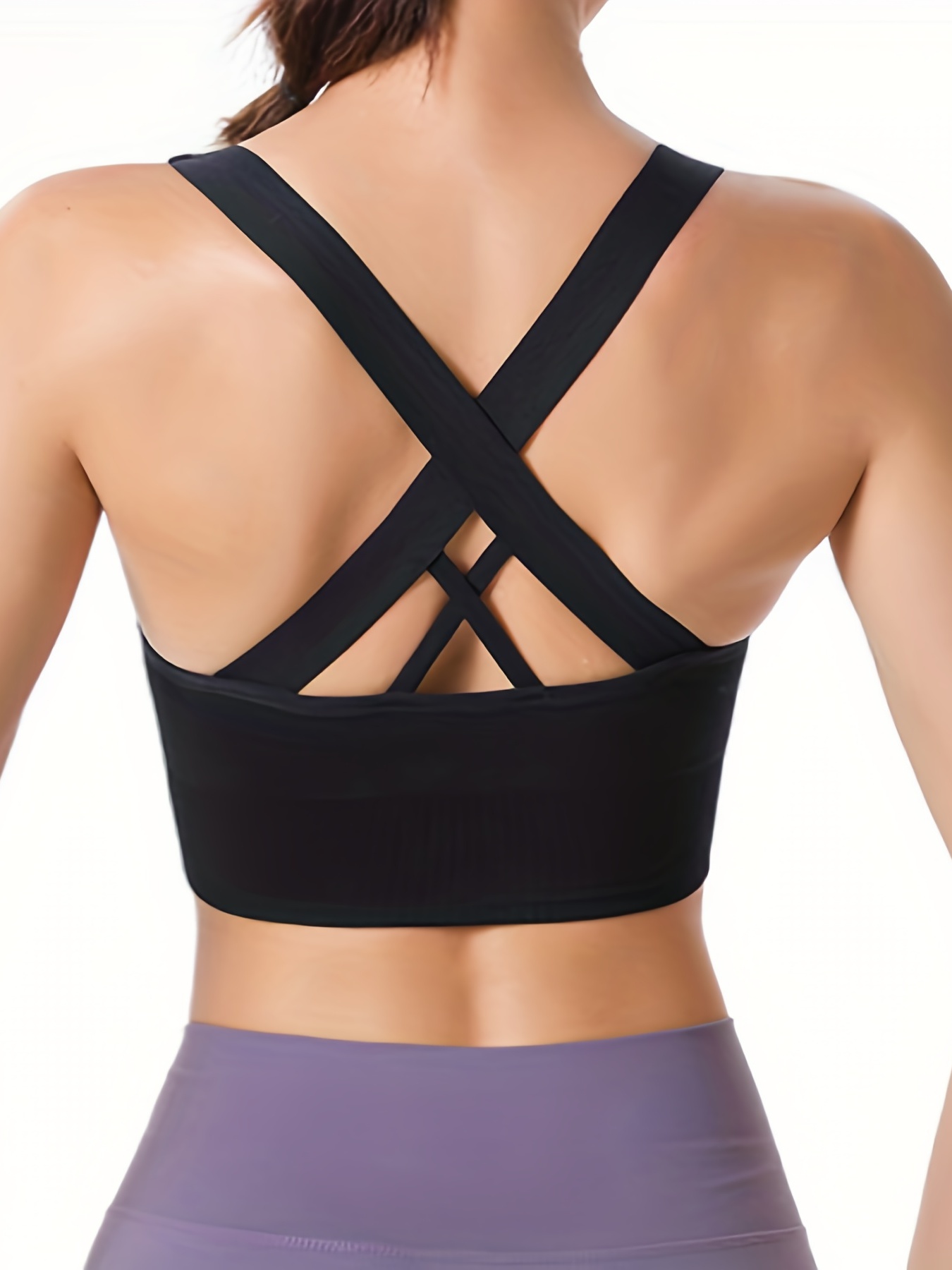 Criss Cross Back Sports Bra, Comfy & Breathable Shockproof Running Workout  Bra, Women's Lingerie & Underwear