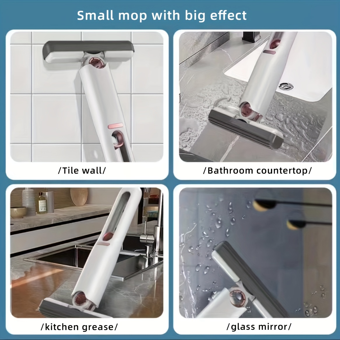 Eco-friendly Mini Cleaning Mop Foldable Mini Car Mop Long Handle Cleaning  Table Countertop Mini Mop