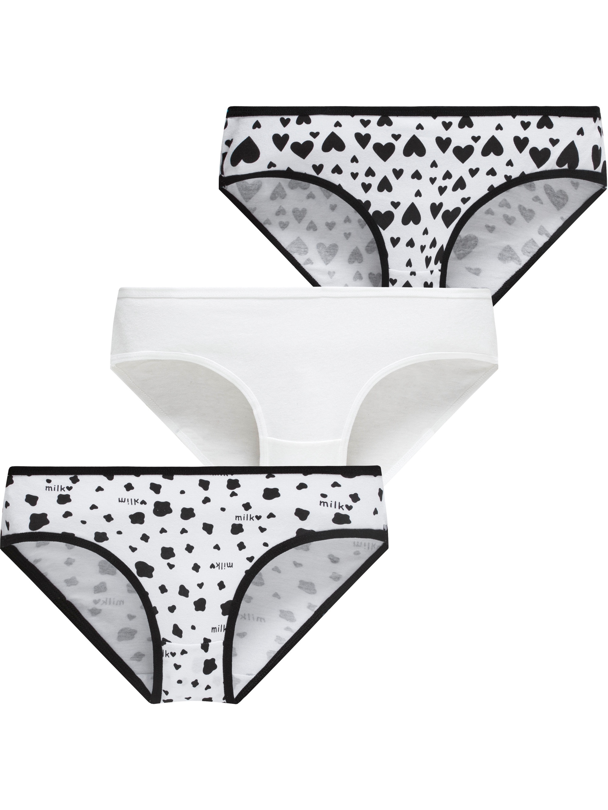 3pcs Girls Heart And Polka Dot Graphic Shortie Brief Soft Cotton Breathable  Comfortable Underwear