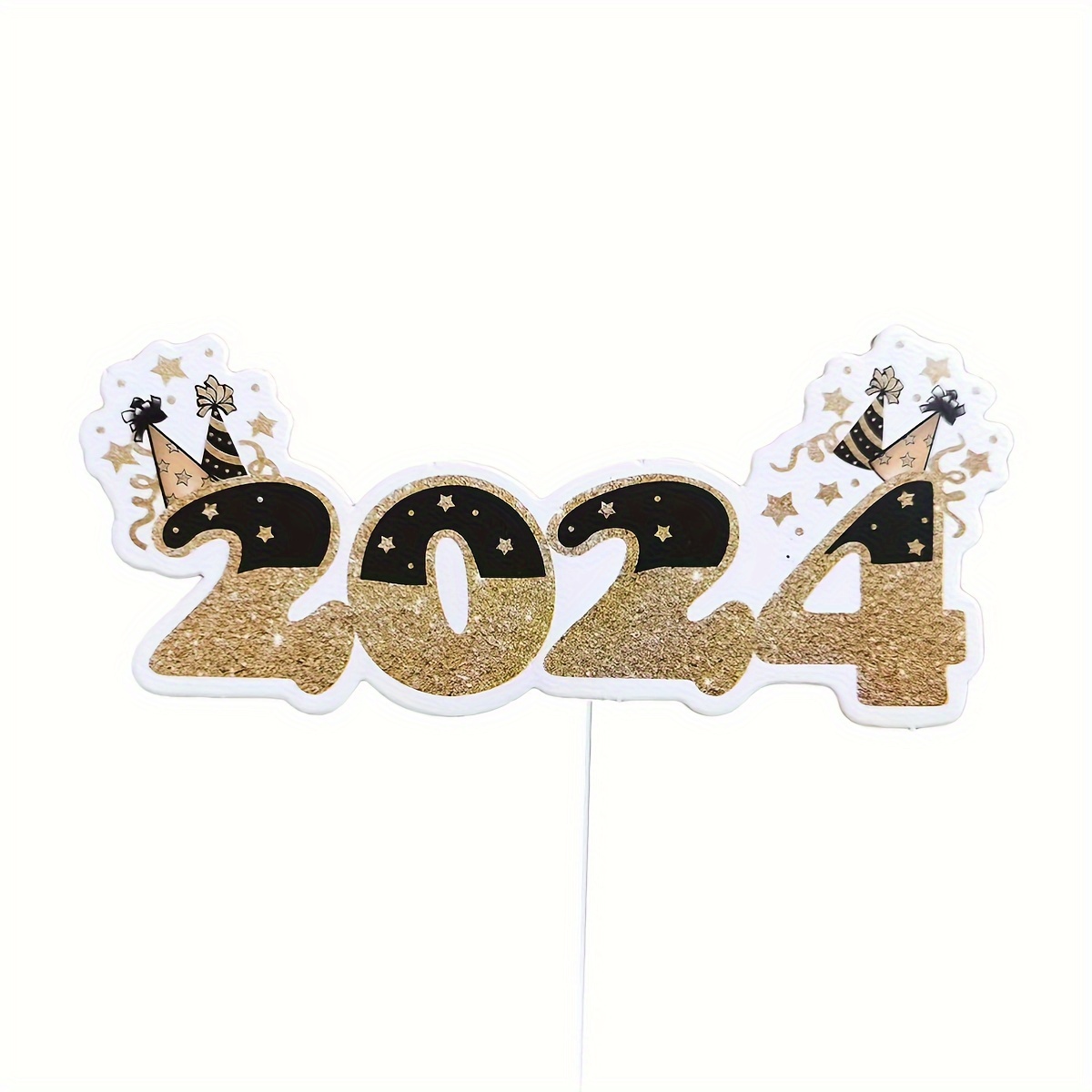 Set, Eight Pieces Of New Year Cross-border Party Decoration Imitation Hot  Stamping Powder-free Topper 2024 New Year Theme Party Cake Topper