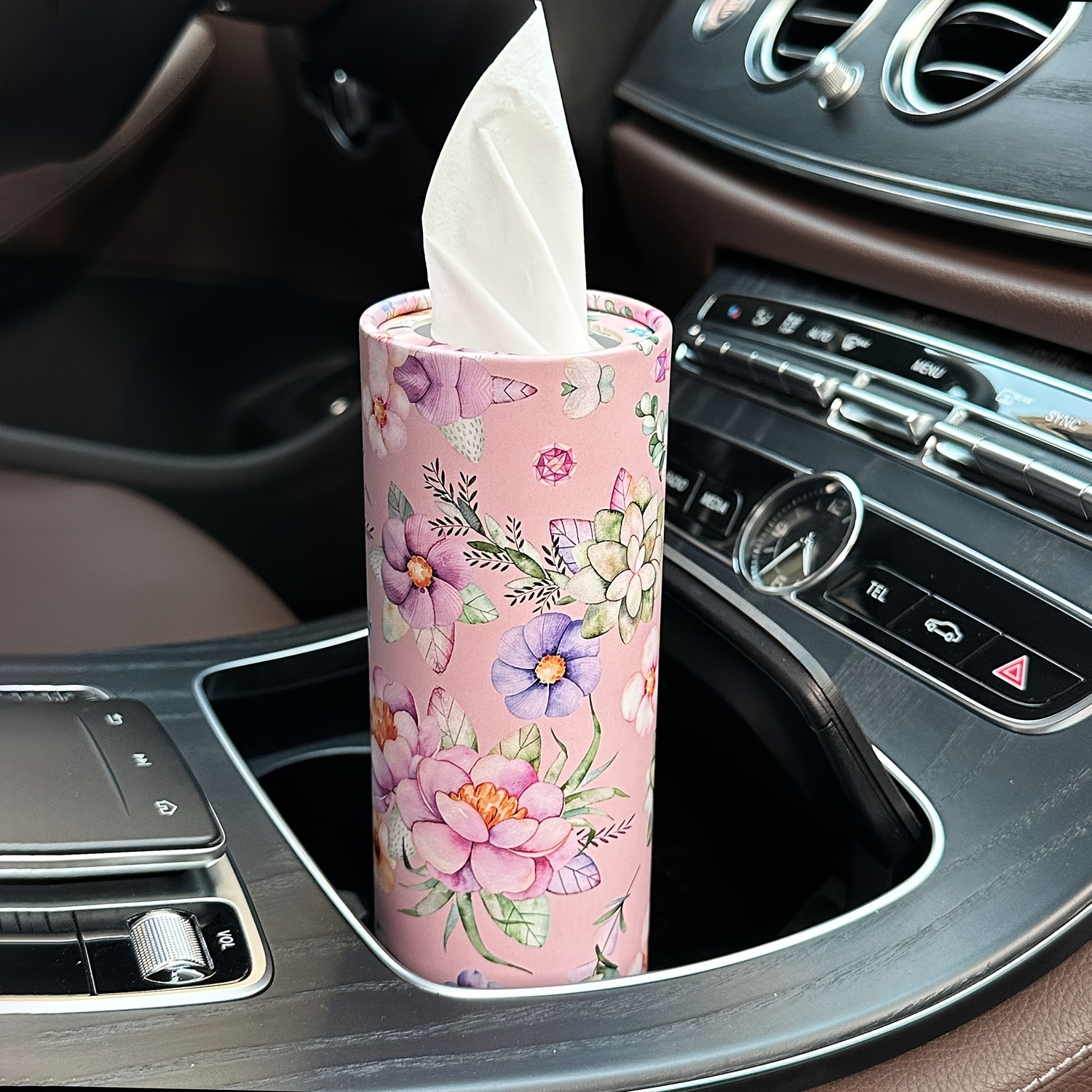 Flowers Car Tissues Box Holder With Facial Tissues Travel - Temu