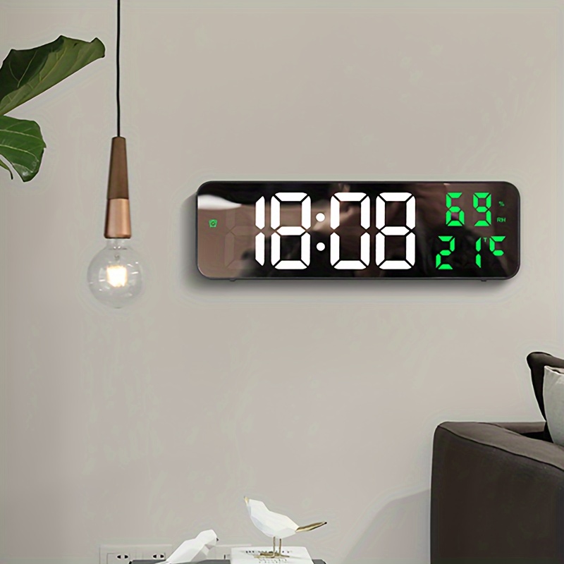 Reloj de pared digital LED de gran tamaño de 14.1 pulgadas, pantalla grande  con temperatura interior, fecha y día de la semana, temporizador eléctrico