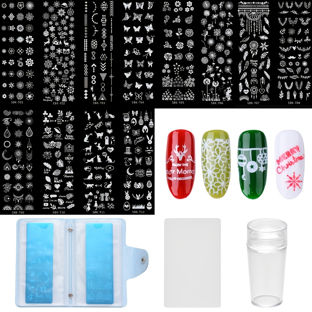 Nail Stamping Board Set, Silicone Nail Brush, Polishing Transfer Template,  Nail Tool DIY Template