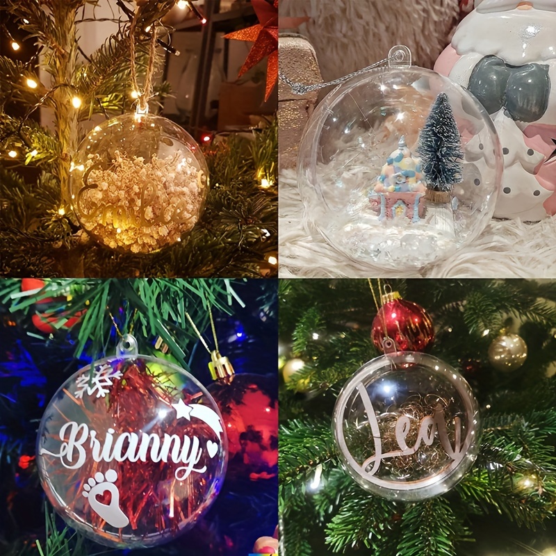 25 PCS Clear Plastic Fillable Ornaments,Transparent DIY Craft Ball,Clear  DIY Christmas Ornament 5 Different Sizes for Wedding,Party,Home Decor