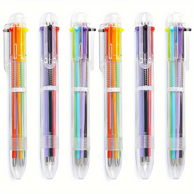 COLNK Multicolor Ballpoint Pen 0.5, 4-in-1 Colored Pens Fine Point,Ballpoint Gift Pens for Planner Journaling,Assorted Ink, 6-Count