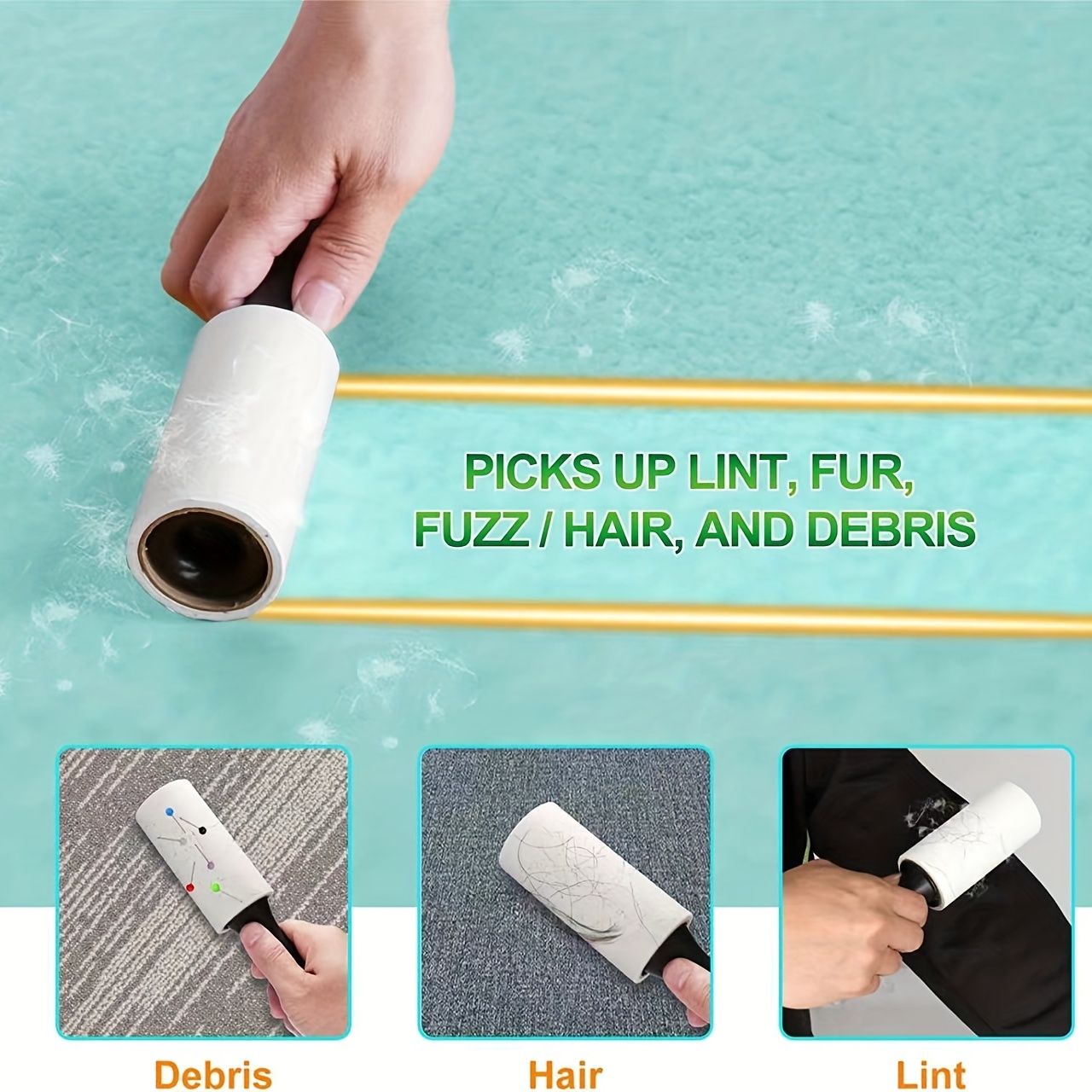 Rodillo removedor de pelusas para mascotas, rodillos adhesivos para quitar  pelusas para ropa, pelo de mascotas y gatos, paquete de 8