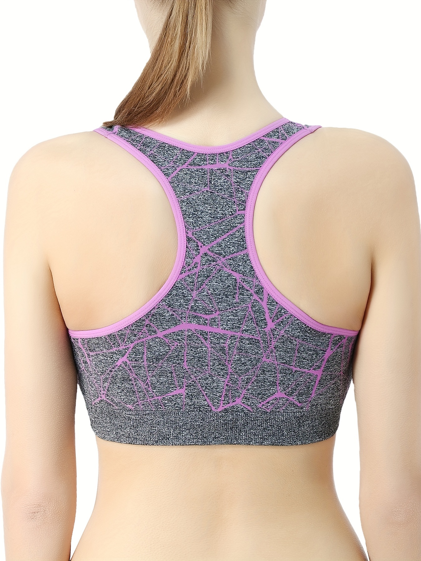 Crack Print Shockproof Sports Bra Stretchy Push Chest Padded - Temu