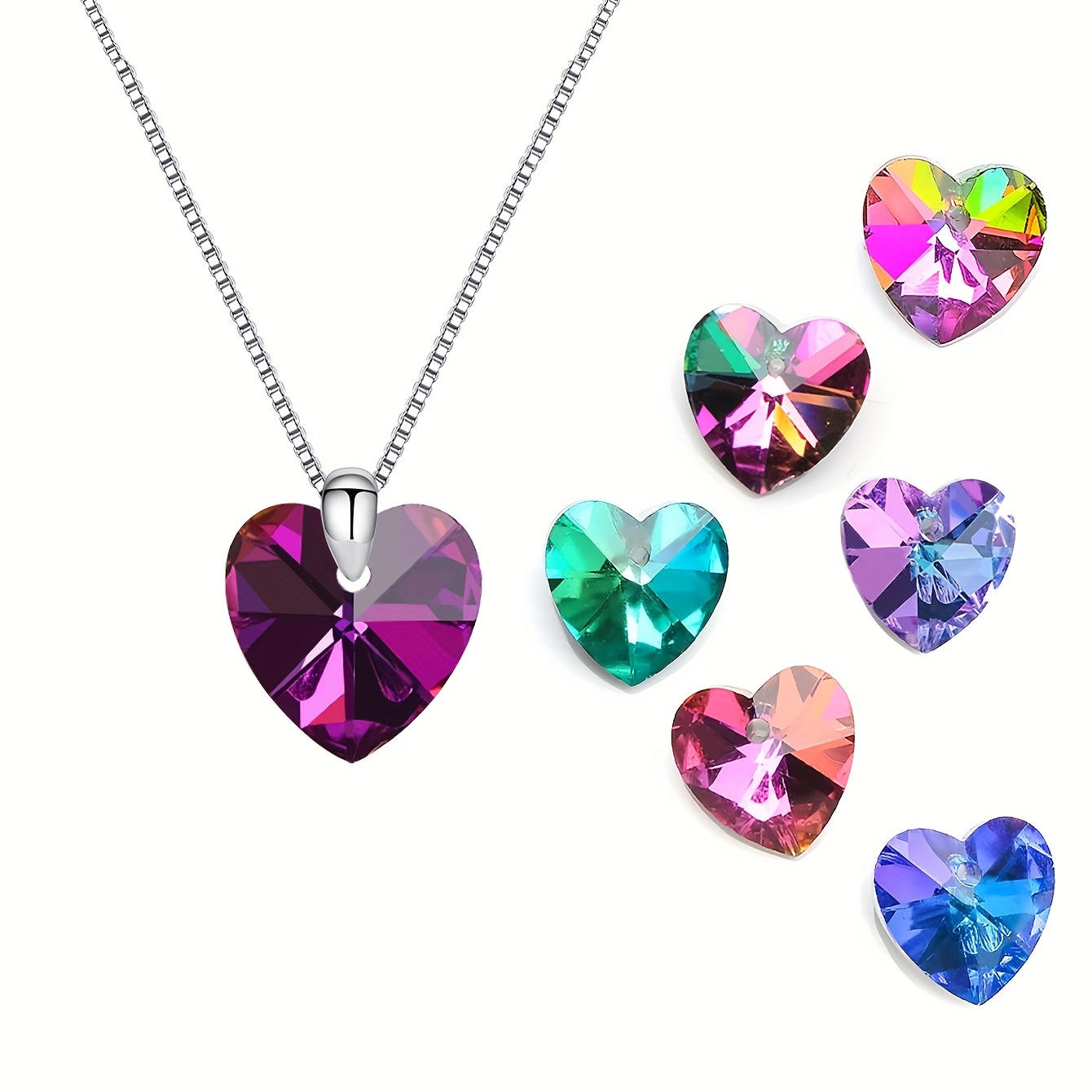 Glass Crystal Heart Pendant Crystal Faceted Pendant Heart - Temu