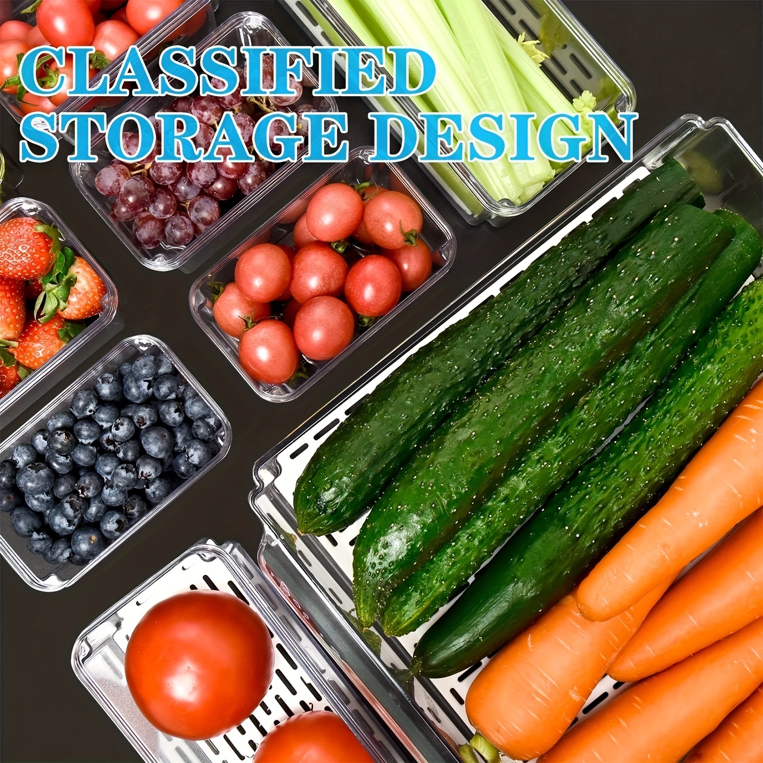 Eanpet Organizador grande para refrigerador, contenedores de almacenamiento  de alimentos, apilables, organizadores de refrigerador con tapas