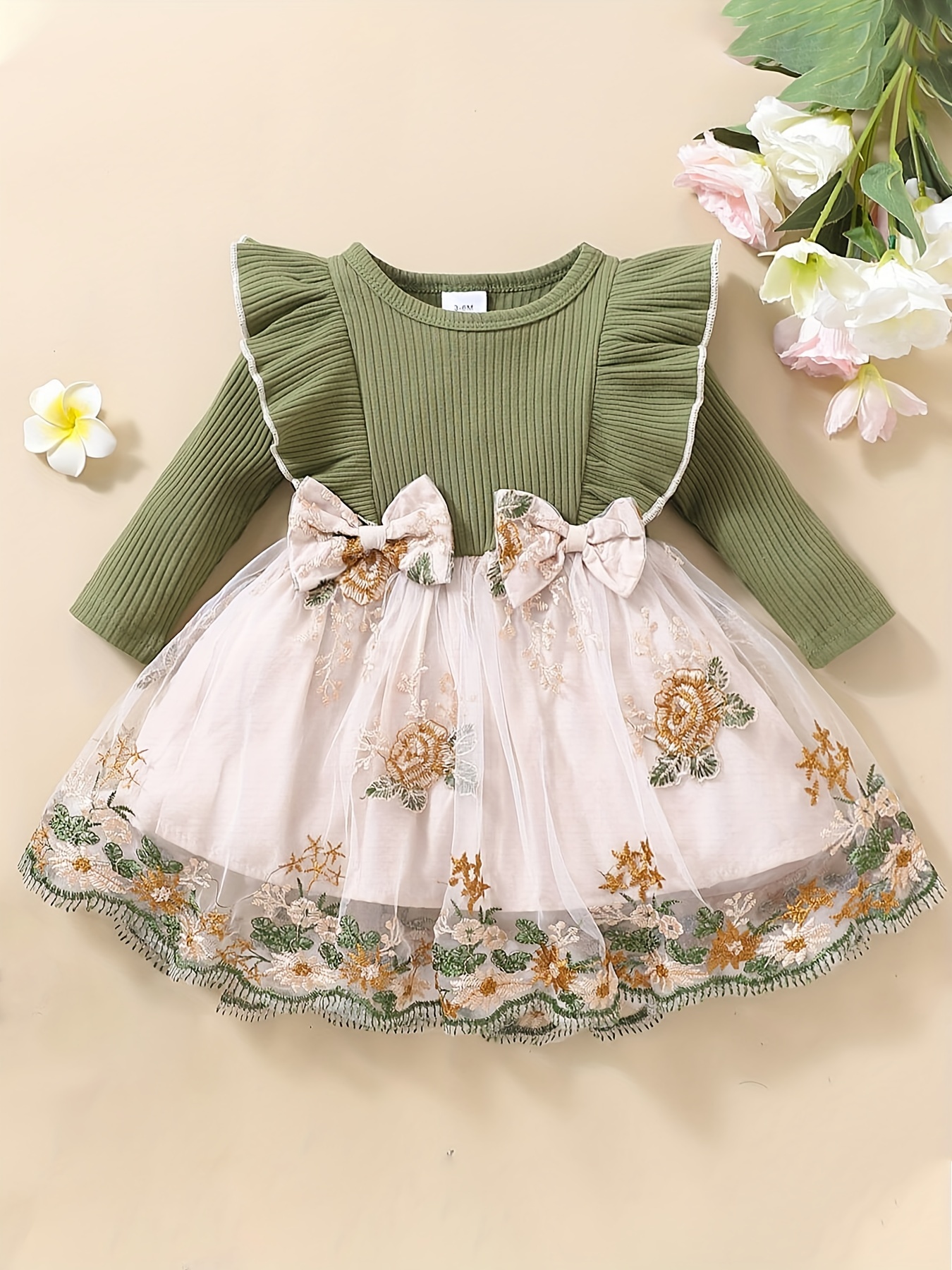 Toddler Girl Floral Mesh Sweet Dress - Kid's Fashion - Temu
