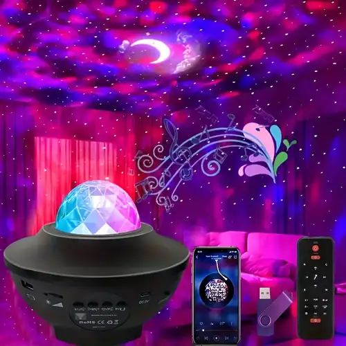 Galaxy Projector, Skylight Ocean Wave Galaxy Light For Adults Kids Bedroom,  Star Projector Night Light With White Noise, Timer, Bluetooth Speaker, Coo