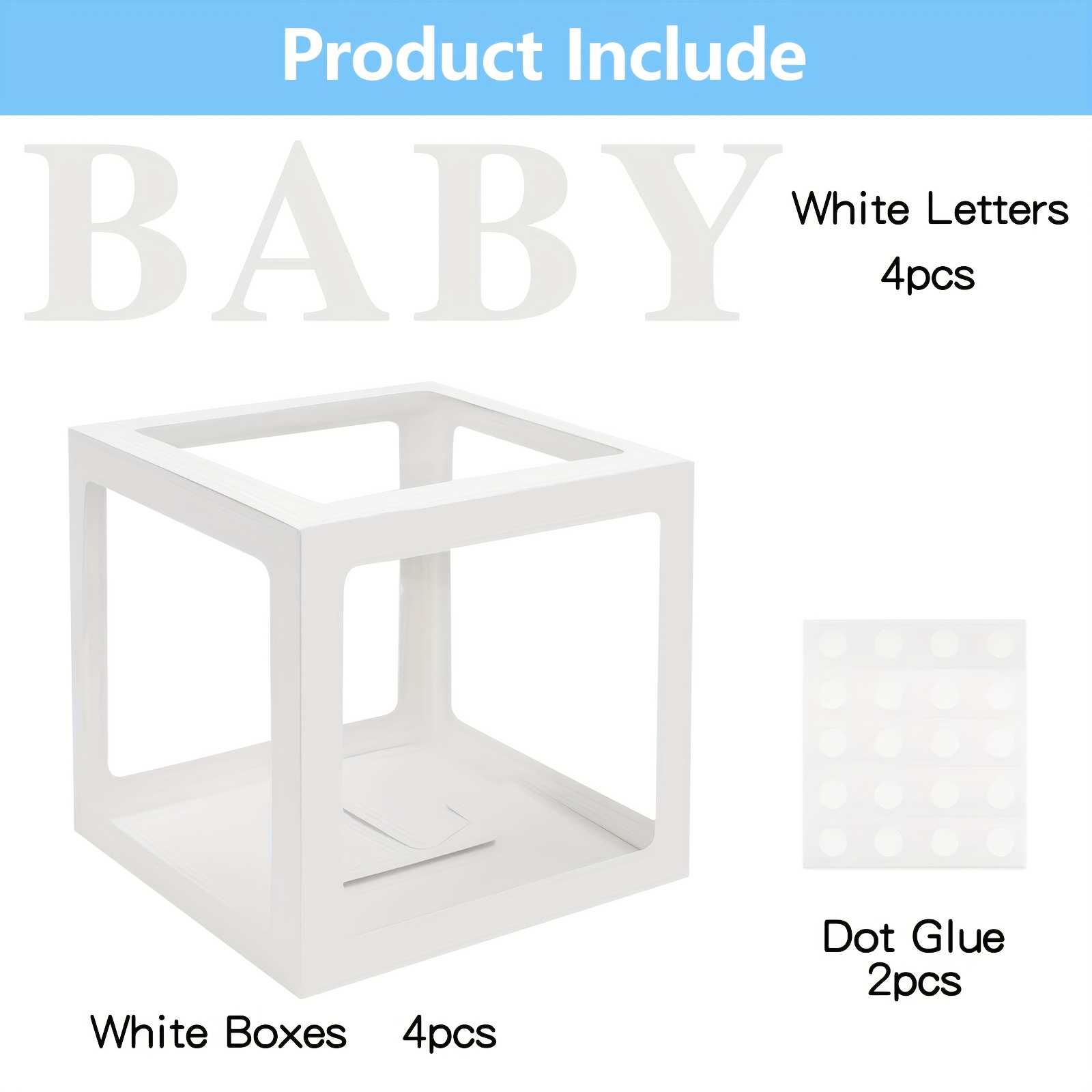 Cajas Bebés Letras Baby Shower, Bloques Cajas Globos Transparentes