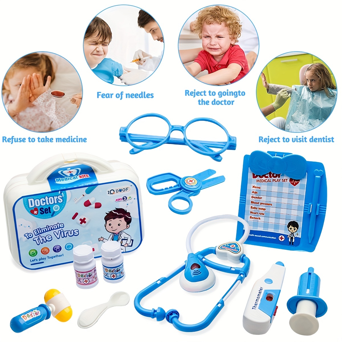 Kits de médico para niños de 3 a 5 años con estetoscopio disfraz de médico  ligero de rayos X, juguete de simulación de juego médico para niños