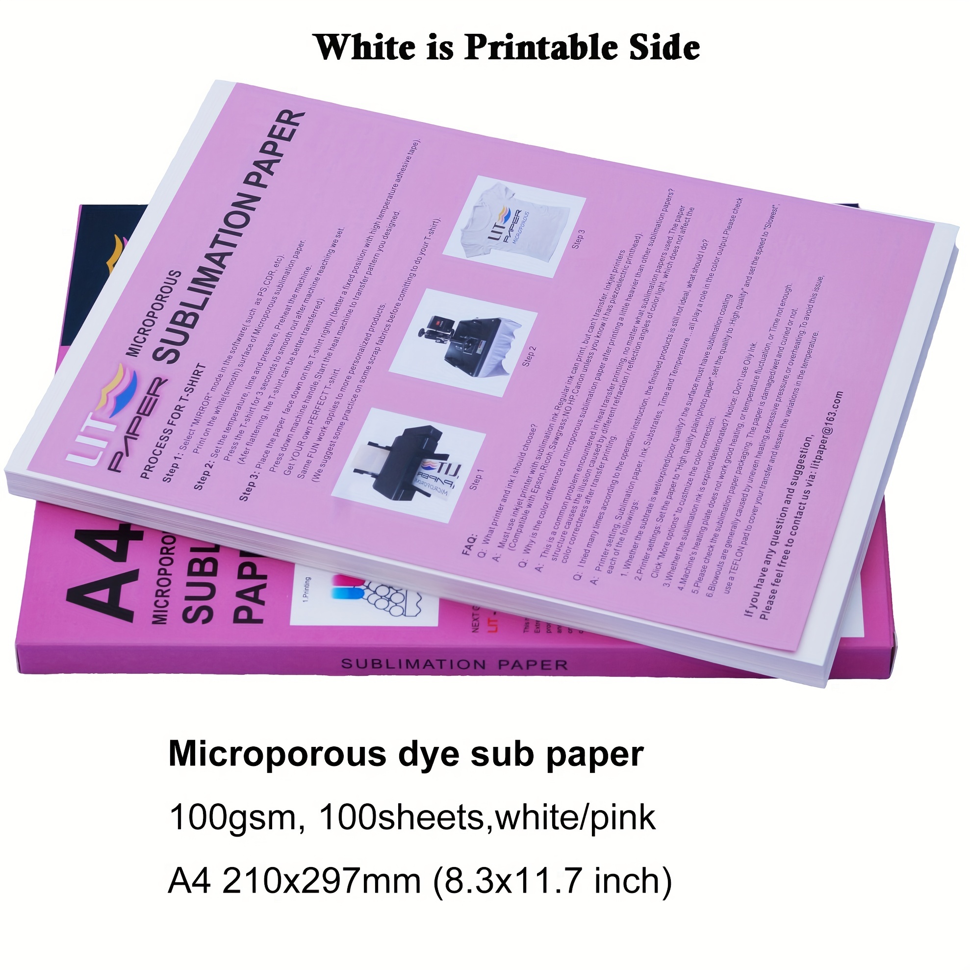 LIT Sublimation Paper A4 210x297mm, 100 Sheets 110gsm Heat Press Transfer  Paper