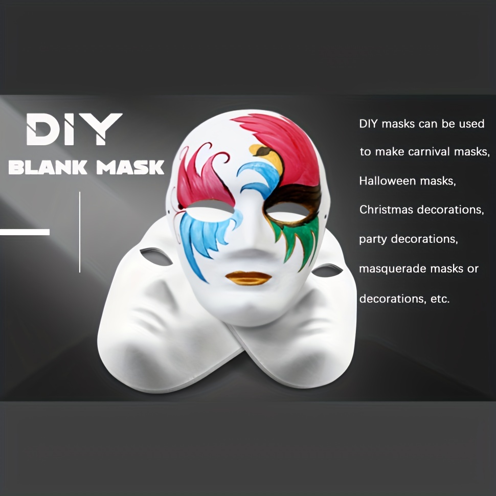JSMTKJ Lot de 10 Masques en Papier à Peindre Blanc Bricolage Masques  Bricolage Papier Pâte Pulp Masque Peint pour Halloween Mardi Gras Party