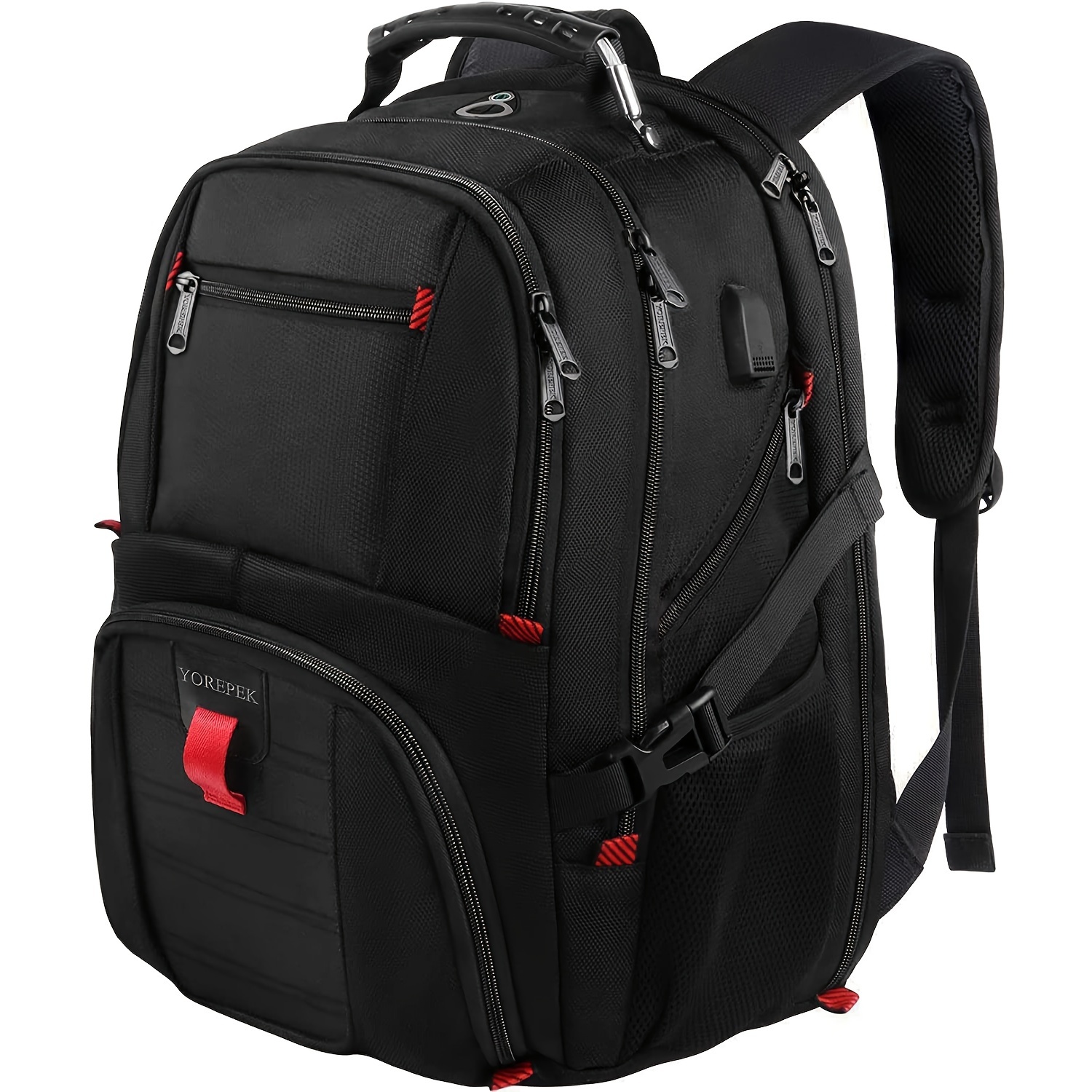  Mochila para hombre, mochila de viaje extra grande de 50 litros  con puerto de carga USB, mochila para laptop de 17 pulgadas, resistente al  agua, gran capacidad, bolsa de computadora resistente
