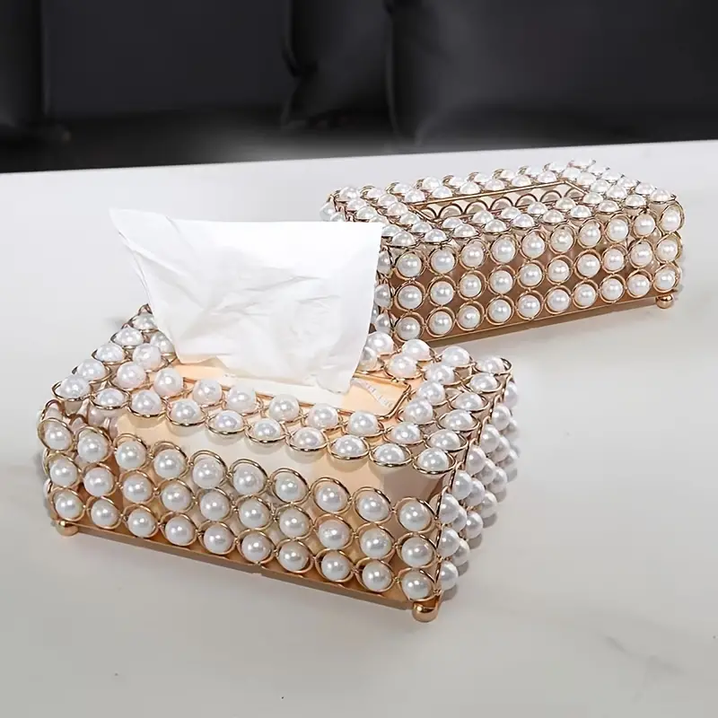 Imitation Pearl Tissue Boxes Light Luxury Creative Living - Temu