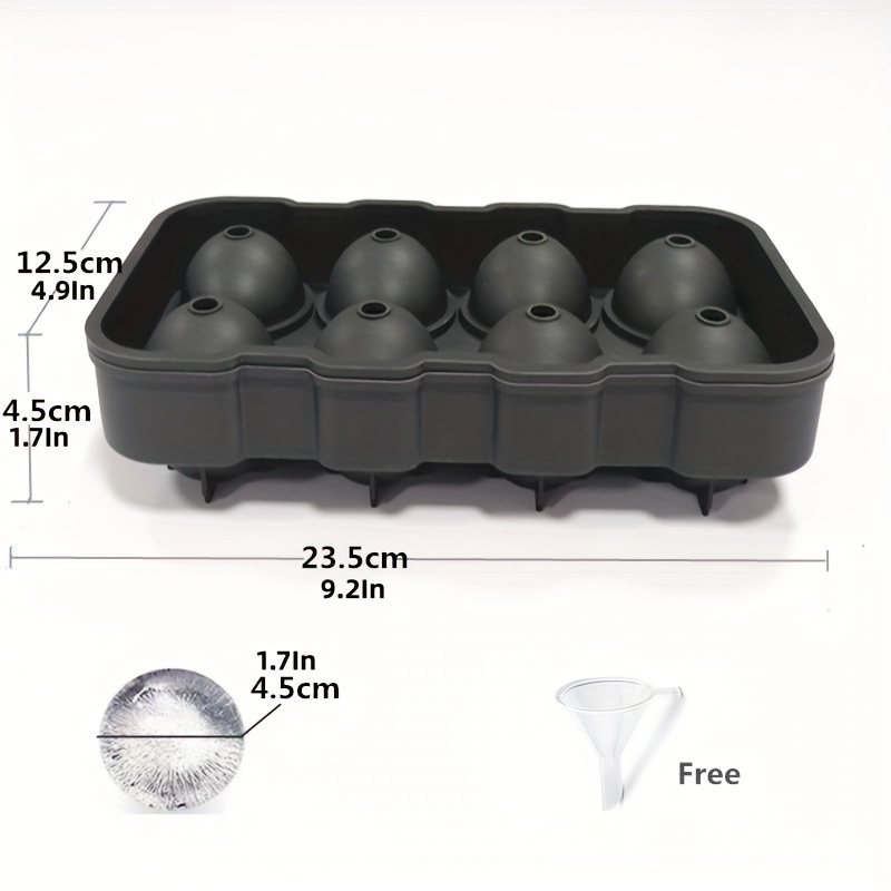 1pc Gray Whiskey Ice Ball Mold, Silicone Ice Cube Tray With Lid