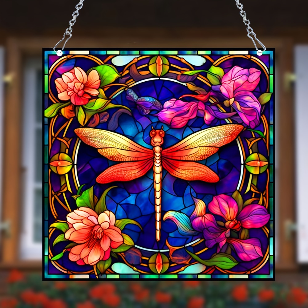 Dragonfly Acrylic Window Suncatcher Decor Stained Panel - Temu