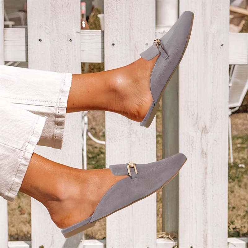 Buckle Pointed Toe Flat Mules