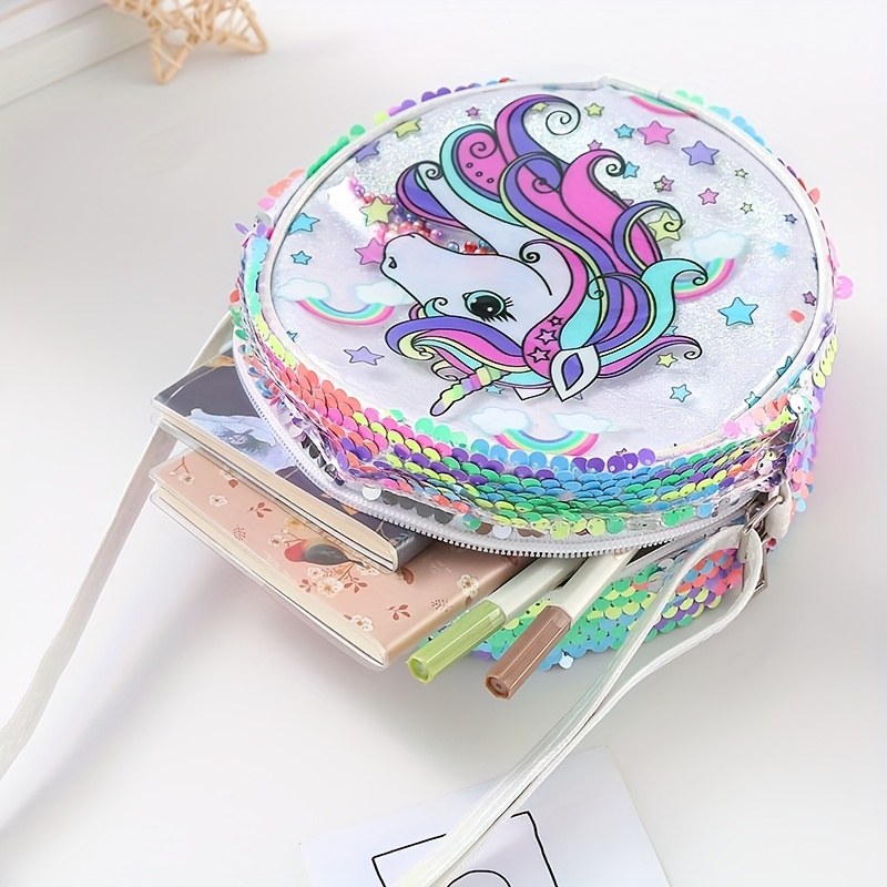 Sequin Unicorn Messenger Bag, Glitter Rainbow Crossbody Bag, Girls Cartoon  Shoulder Bag - Temu United Arab Emirates