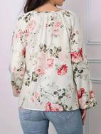 vintage floral print blouse elegant v neck lantern sleeve blouse womens clothing