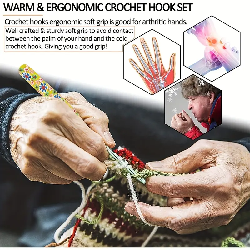 1Set Inline Crochet Hooks Ergonomic Crochet Hook Set 2.5mm to 6mm  Crocheting Plastic Hook Crochet Needles for Yarn Craft