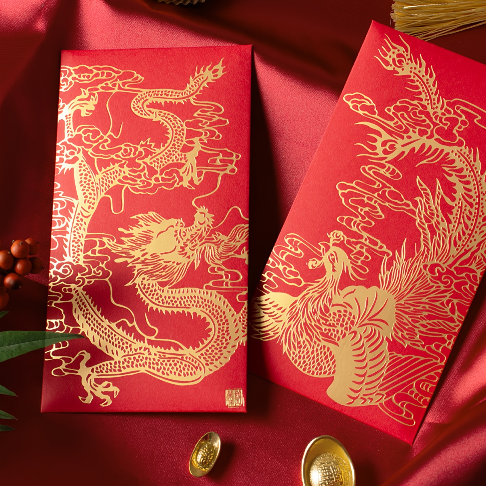2023 Custom Print Luxury foil hotstamping Red Packet Envelope