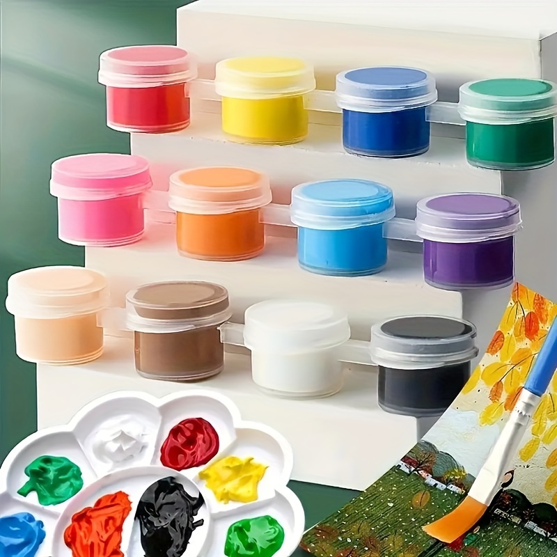 12 Colors Acrylic Paint Set With Painting Brushes watercolor - Temu