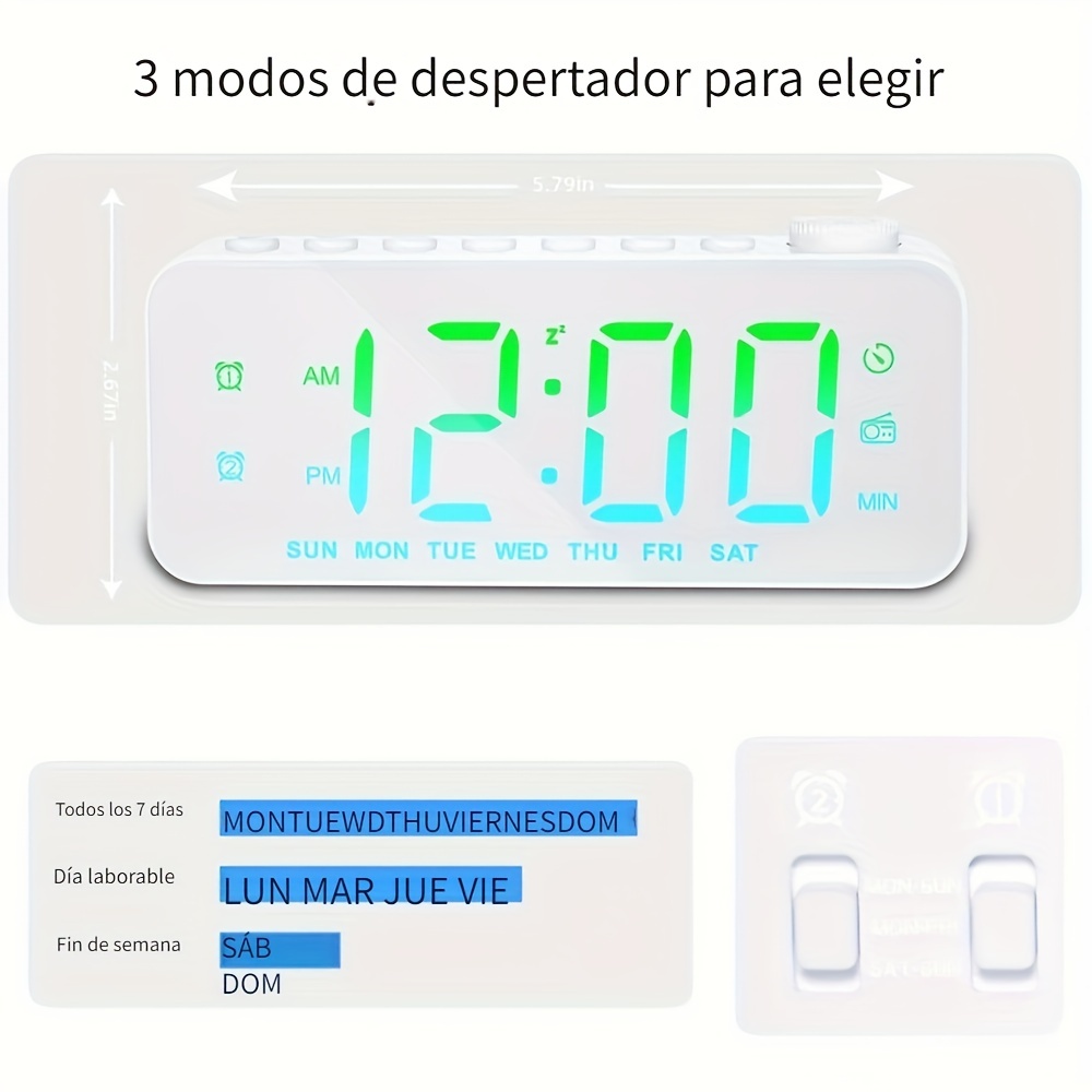 Reloj despertador Digital con Radio FM, 8 colores, RGB, cambio de Color,  mesa Digital, temporizador de sueño, alarma Dual, 12/24H, reloj electrónico  LED