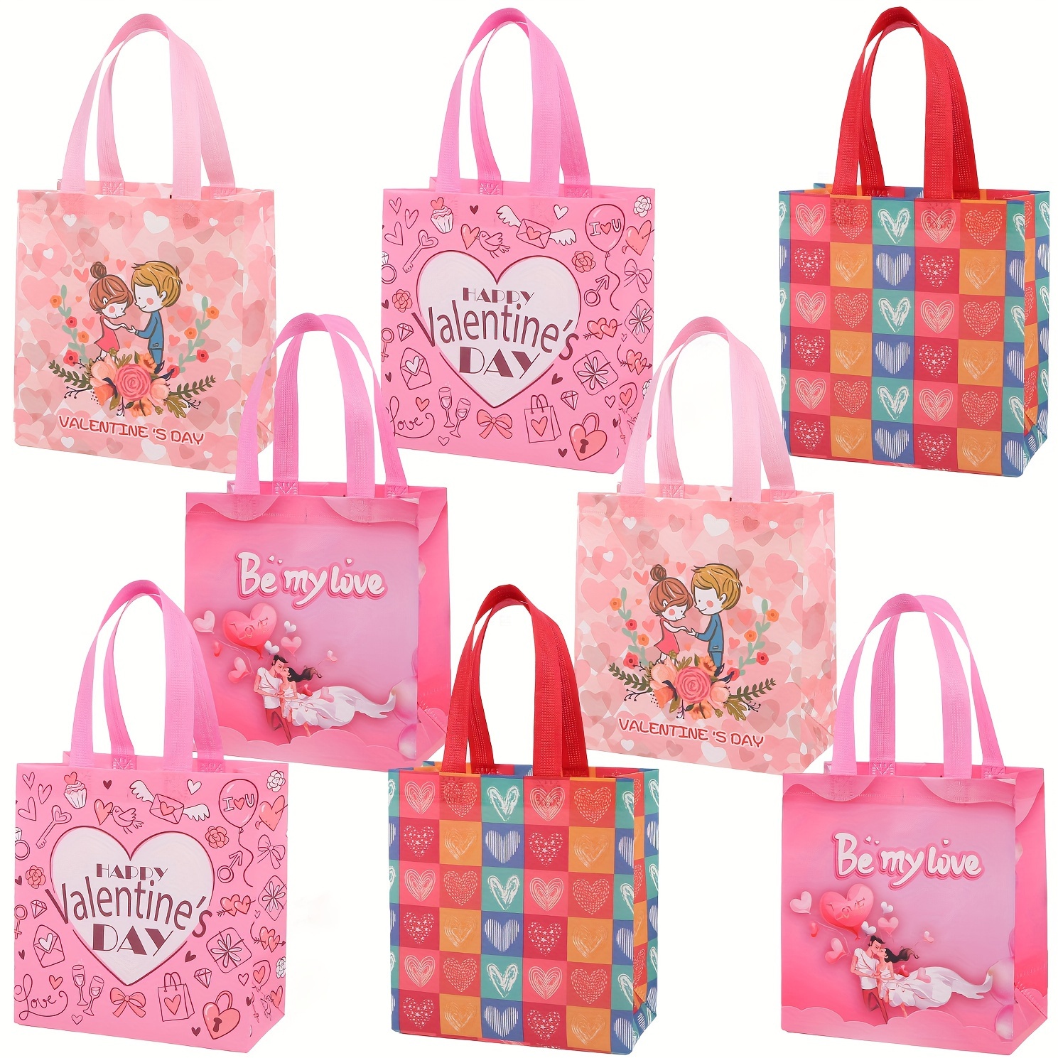 Valentines Gift Bags Reusable Tote Bags With Handles Non - Temu