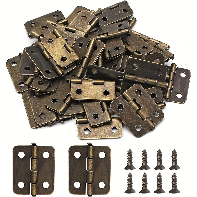 10 Pcs Engsel /Set Mini Copper Hinge/ Folding Small Brass Hinge with Nail/  Wooden Box Cabinet Door Metal Hinges