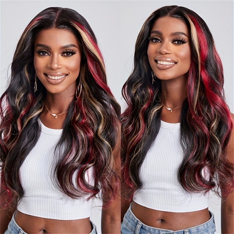 Highlights Red Blonde Colored Body Wave 13x4 Transparent - Temu