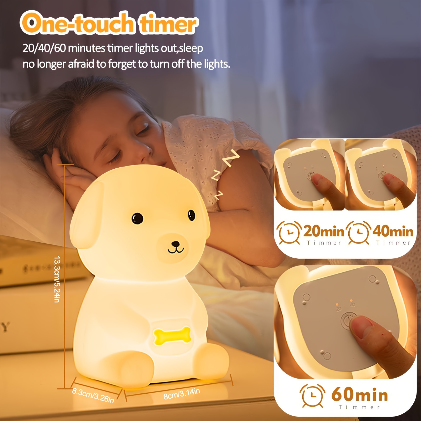 Luz de noche para niños, luz de noche para perros, luz de noche de 7  colores, luz de noche para bebés, luz de noche con temporizador LED para  niños, luz de noche