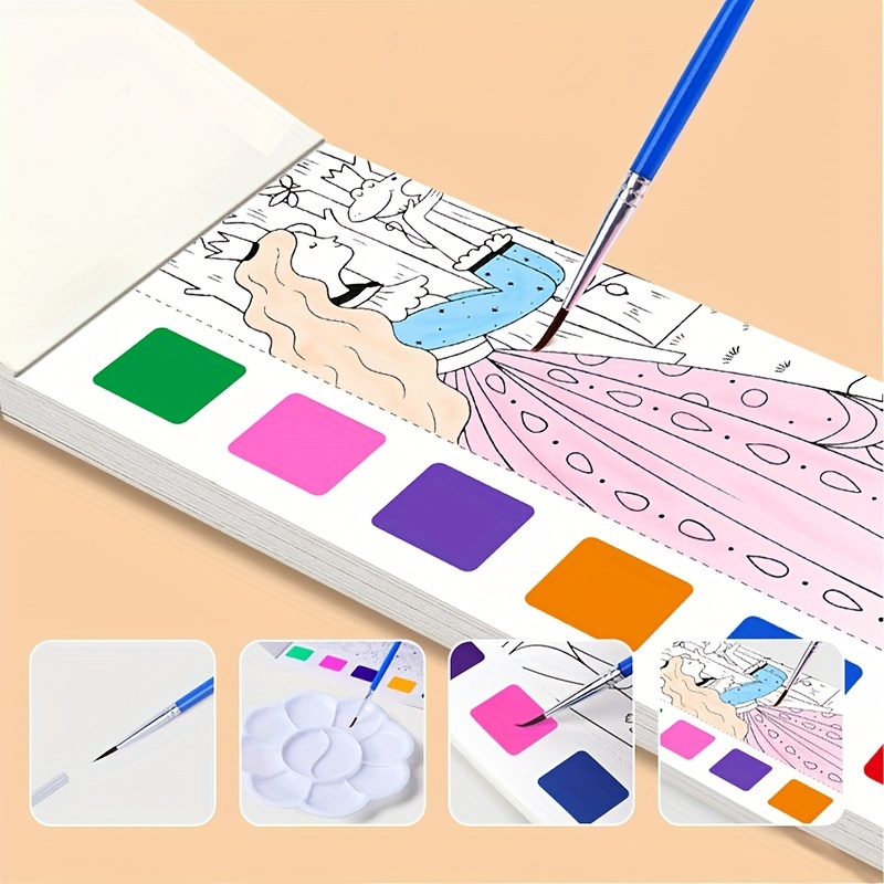 1 Set Mini-libro Da Colorare Con Pennarelli Colorati In Stile E