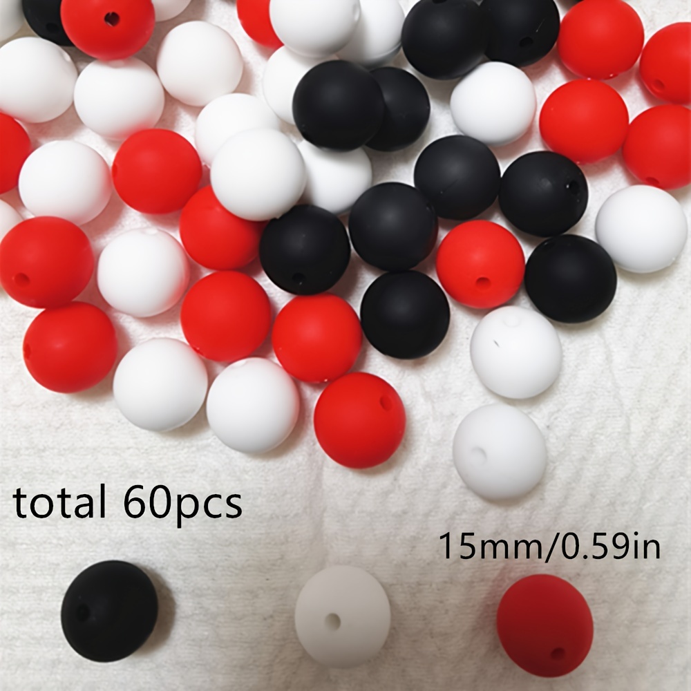 15mm Silicone Beads, 100PCS Silicone Beads Bulk for Pens Keychain, White