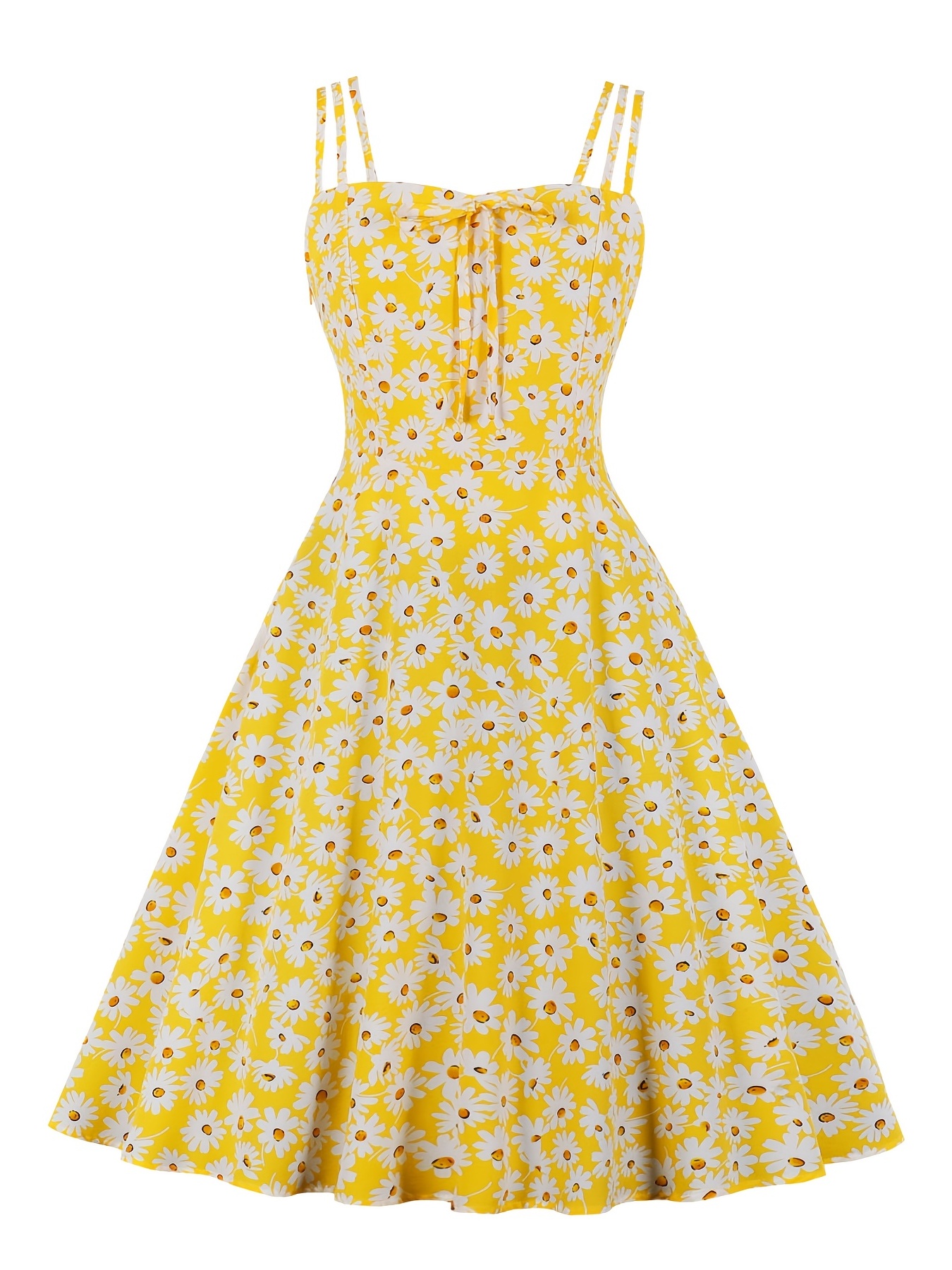 Rockabilly Vintage Yellow Dress for Women 1950s Tea Party Cocktail
