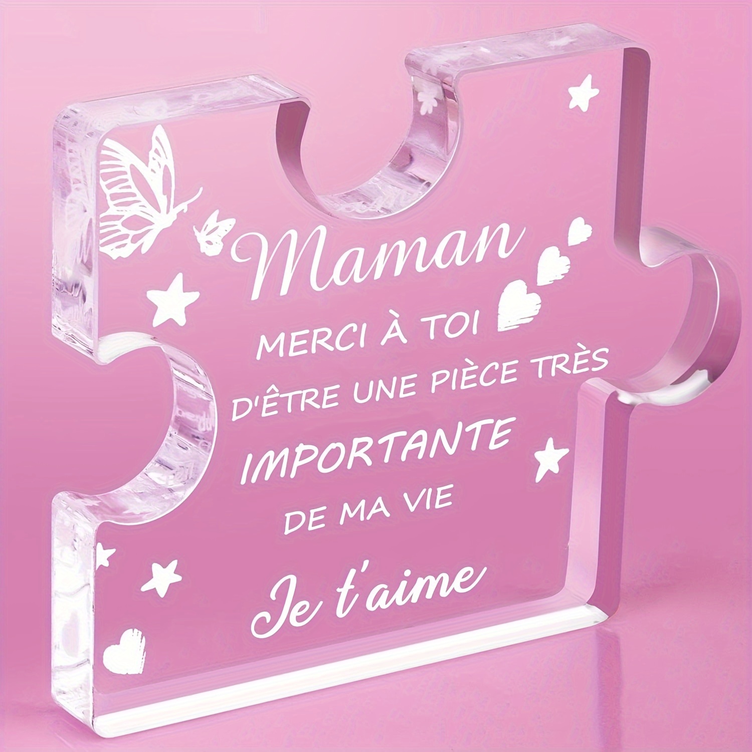 

1pc, Mom Gift, Mother's Day Gift, Acrylic Block Puzzle Engraving, Mom Birthday Gift, Wife Birthday Gift, Mom Christmas Gift, Women's Valentine's Day Gift, Paperweight Souvenir (french)
