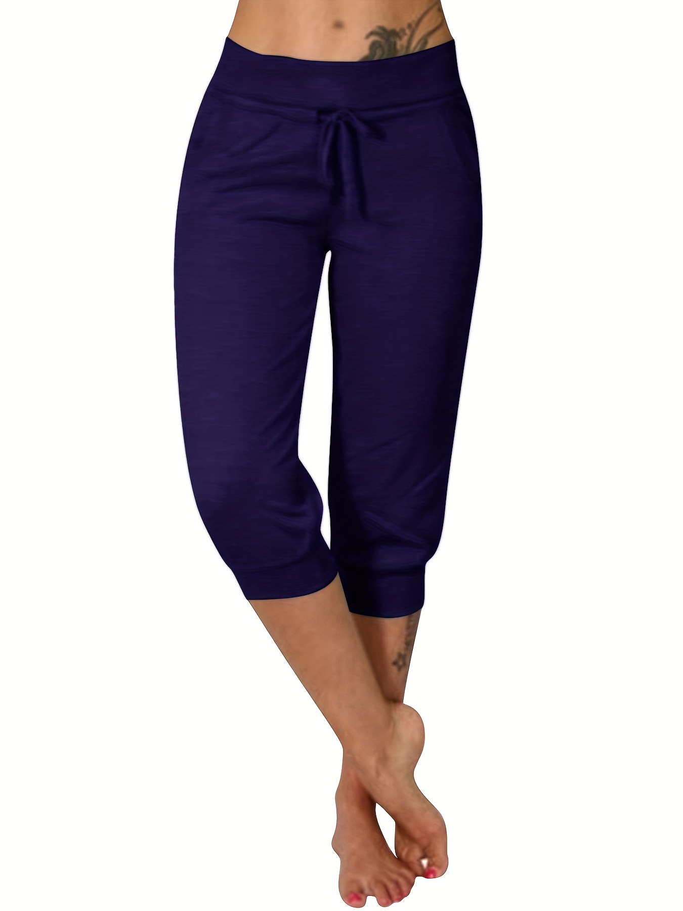 Womens Stretch Work Office Business Casual Slacks Solid Color Comfy Yoga  Golf Capri Pants With Pockets Womens Activewear - Sports & Outdoors - Temu  Canada