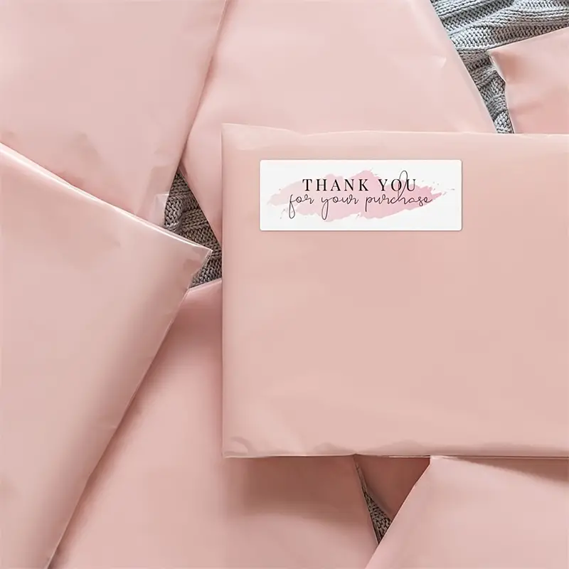 50Pcs-25Sheets Rectangle Pink Bow Hi Beauty Thank You Stickers Labels For  Gift Box Package Baking