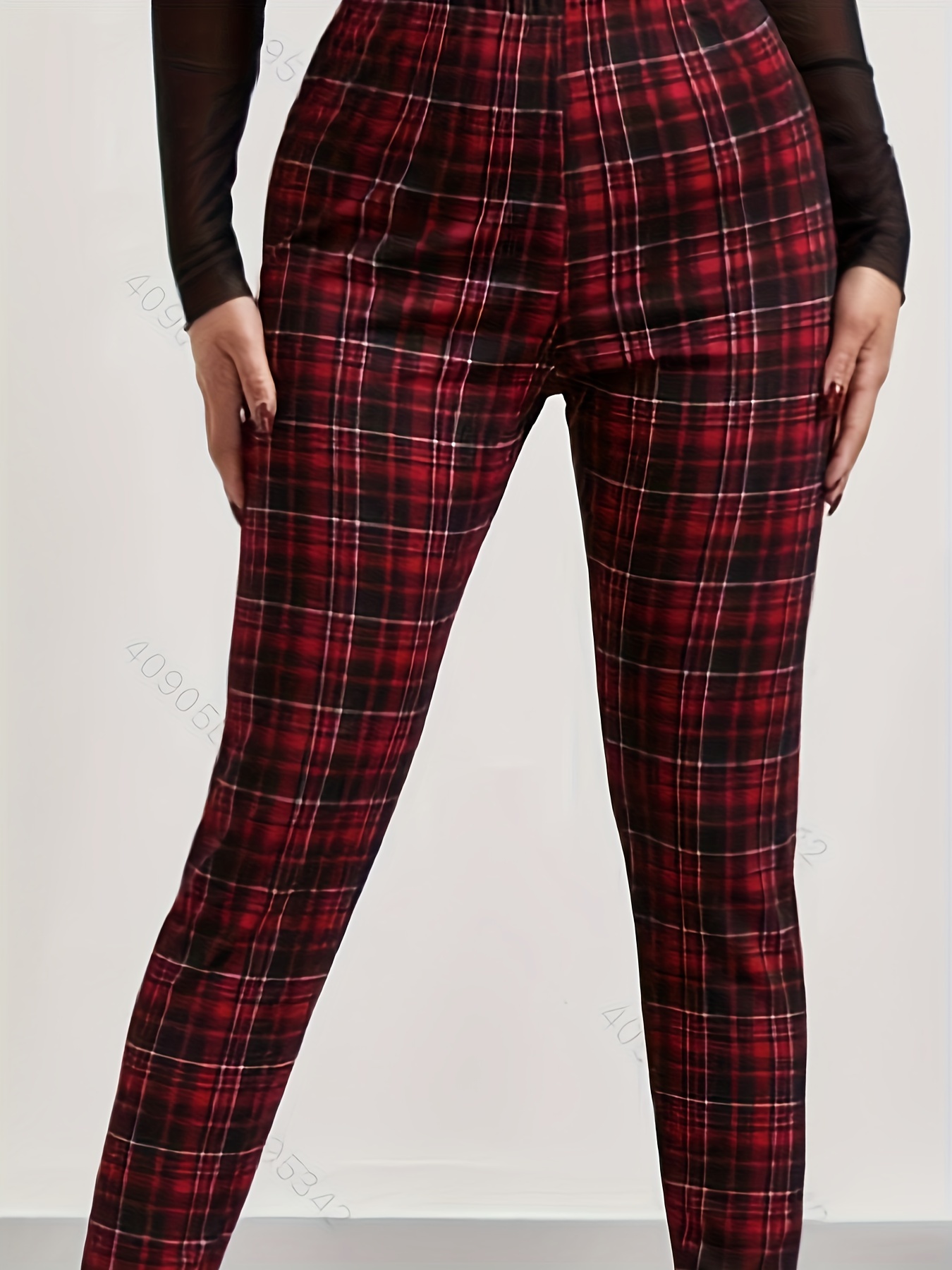 Women's Casual Lounge Pants Plus Size Plaid Print Elastic - Temu