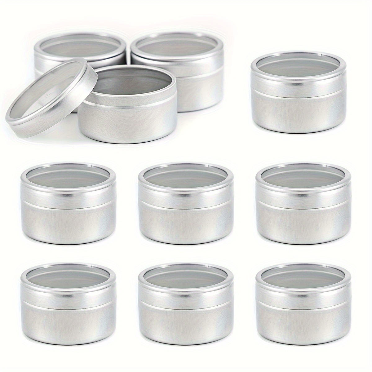4 Oz Metal Tin Cans round Tin Containers Empty Tin Cans with Clear Top Lid  Spice